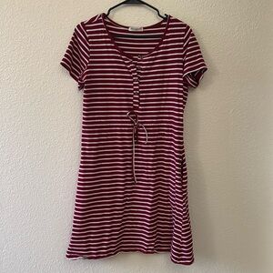 Casual Red Stripe Summer Dress